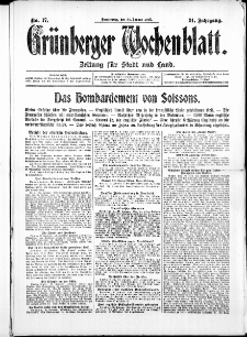 Grünberger Wochenblatt: Zeitung für Stadt und Land, No. 17. ( 21. Januar 1915 )