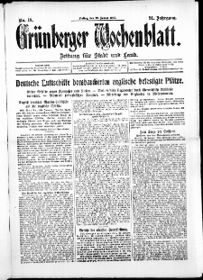 Grünberger Wochenblatt: Zeitung für Stadt und Land, No. 18. ( 22. Januar 1915 )