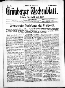 Gr&uuml;nberger Wochenblatt: Zeitung f&uuml;r Stadt und Land, No. 19. ( 23. Januar 1915 )