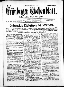 Grünberger Wochenblatt: Zeitung für Stadt und Land, No. 19. ( 23. Januar 1915 )