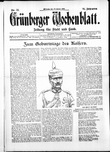 Grünberger Wochenblatt: Zeitung für Stadt und Land, No. 22. ( 27. Januar 1915 )