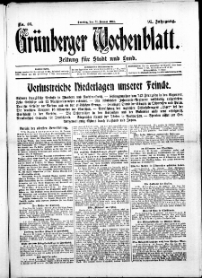 Grünberger Wochenblatt: Zeitung für Stadt und Land, No. 26. ( 31. Januar 1915 )