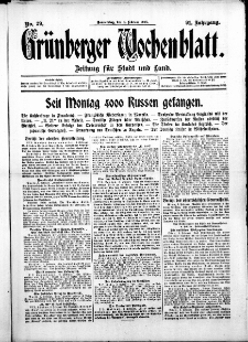 Grünberger Wochenblatt: Zeitung für Stadt und Land, No. 29. ( 4. Februar 1915 )