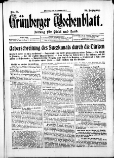Gr&uuml;nberger Wochenblatt: Zeitung f&uuml;r Stadt und Land, No. 34. ( 10. Februar 1915 )