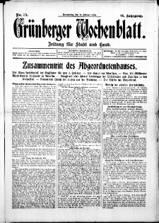 Grünberger Wochenblatt: Zeitung für Stadt und Land, No. 35. ( 11. Februar 1915 )