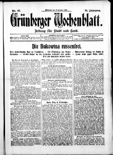 Gr&uuml;nberger Wochenblatt: Zeitung f&uuml;r Stadt und Land, No. 40. ( 17. Februar 1915 )