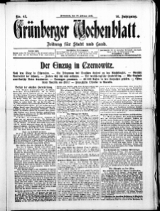 Grünberger Wochenblatt: Zeitung für Stadt und Land, No. 43. ( 20. Februar 1915 )