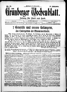 Grünberger Wochenblatt: Zeitung für Stadt und Land, No. 45. ( 23. Februar 1915 )