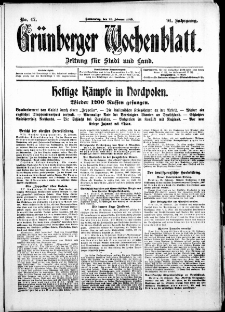 Gr&uuml;nberger Wochenblatt: Zeitung f&uuml;r Stadt und Land, No. 47. ( 25. Februar 1915 )