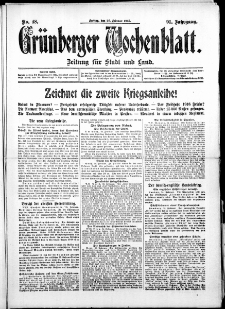 Grünberger Wochenblatt: Zeitung für Stadt und Land, No. 48. ( 26. Februar 1915 )