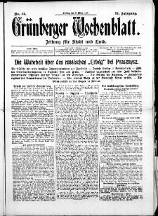 Grünberger Wochenblatt: Zeitung für Stadt und Land, No. 54. ( 5. März 1915 )