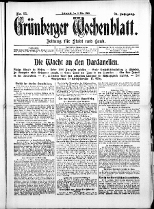 Gr&uuml;nberger Wochenblatt: Zeitung f&uuml;r Stadt und Land, No. 55. ( 6. M&auml;rz 1915 )