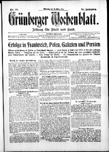Grünberger Wochenblatt: Zeitung für Stadt und Land, No. 58. ( 10. März 1915 )