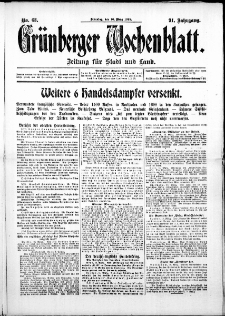 Grünberger Wochenblatt: Zeitung für Stadt und Land, No. 63. ( 16. März 1915 )