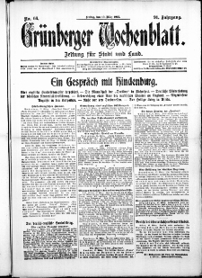 Grünberger Wochenblatt: Zeitung für Stadt und Land, No. 66. ( 19. März 1915 )