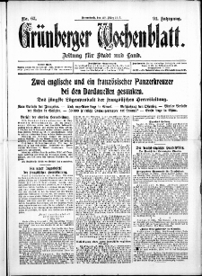 Grünberger Wochenblatt: Zeitung für Stadt und Land, No. 67. ( 20. März 1915 )
