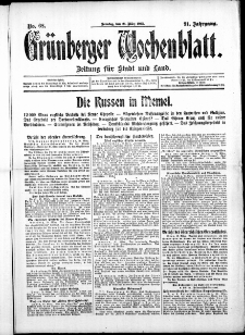 Grünberger Wochenblatt: Zeitung für Stadt und Land, No. 68. ( 21. März 1915 )