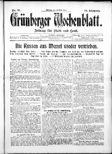 Grünberger Wochenblatt: Zeitung für Stadt und Land, No. 69. ( 23. März 1915 )