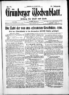 Grünberger Wochenblatt: Zeitung für Stadt und Land, No. 83. ( 10. April 1915 )