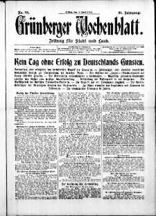 Grünberger Wochenblatt: Zeitung für Stadt und Land, No. 88. ( 16. April 1915 )