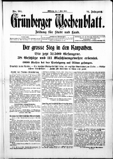 Grünberger Wochenblatt: Zeitung für Stadt und Land, No. 104. ( 5. Mai 1915 )