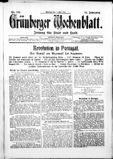 Grünberger Wochenblatt: Zeitung für Stadt und Land, No. 114. ( 18. Mai 1915 )