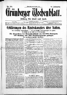 Grünberger Wochenblatt: Zeitung für Stadt und Land, No. 102. ( 2. Mai 1915 )