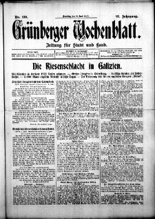 Grünberger Wochenblatt: Zeitung für Stadt und Land, No. 130. ( 6. Juni 1915 )