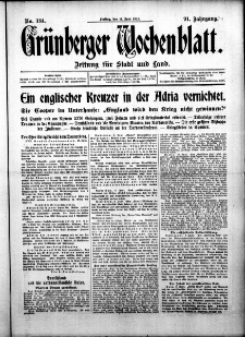 Gr&uuml;nberger Wochenblatt: Zeitung f&uuml;r Stadt und Land, No. 134. ( 11. Juni 1915 )