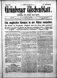 Grünberger Wochenblatt: Zeitung für Stadt und Land, No. 134. ( 11. Juni 1915 )