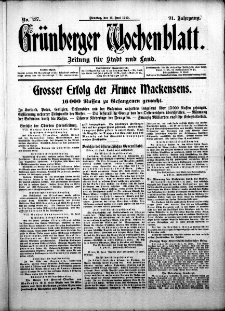 Grünberger Wochenblatt: Zeitung für Stadt und Land, No. 137. ( 15. Juni 1915 )