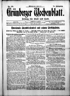 Gr&uuml;nberger Wochenblatt: Zeitung f&uuml;r Stadt und Land, No. 138. ( 16. Juni 1915 )