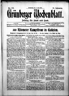 Grünberger Wochenblatt: Zeitung für Stadt und Land, No. 139. ( 17. Juni 1915 )
