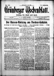 Grünberger Wochenblatt: Zeitung für Stadt und Land, No. 146. ( 25. Juni 1915 )