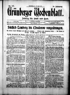 Grünberger Wochenblatt: Zeitung für Stadt und Land, No. 147. ( 26. Juni 1915 )