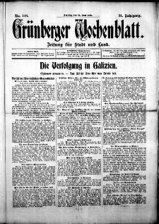 Grünberger Wochenblatt: Zeitung für Stadt und Land, No. 148. ( 27. Juni 1915 )
