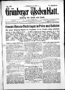 Gr&uuml;nberger Wochenblatt: Zeitung f&uuml;r Stadt und Land, No. 155. ( 6. Juli 1915 )