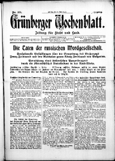 Gr&uuml;nberger Wochenblatt: Zeitung f&uuml;r Stadt und Land, No. 158. ( 9. Juli 1915 )