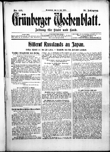 Gr&uuml;nberger Wochenblatt: Zeitung f&uuml;r Stadt und Land, No. 159. ( 10. Juli 1915 )