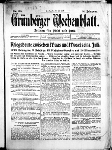 Gr&uuml;nberger Wochenblatt: Zeitung f&uuml;r Stadt und Land, No. 160. ( 11. Juli 1915 )