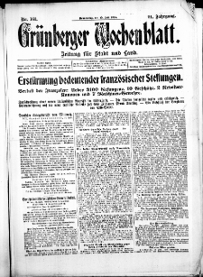 Gr&uuml;nberger Wochenblatt: Zeitung f&uuml;r Stadt und Land, No. 163. ( 9. Juli 1915 )