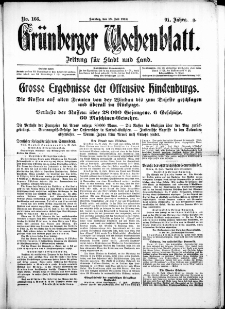 Grünberger Wochenblatt: Zeitung für Stadt und Land, No. 166. ( 18. Juli 1915 )