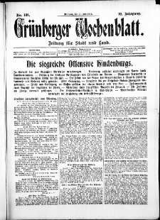 Grünberger Wochenblatt: Zeitung für Stadt und Land, No. 168. ( 21. Juli 1915 )