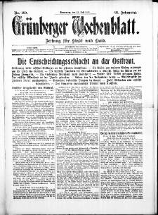 Gr&uuml;nberger Wochenblatt: Zeitung f&uuml;r Stadt und Land, No. 169. ( 22. Juli 1915 )
