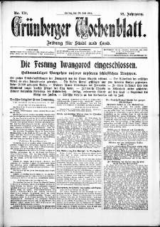 Grünberger Wochenblatt: Zeitung für Stadt und Land, No. 170. ( 23. Juli 1915 )