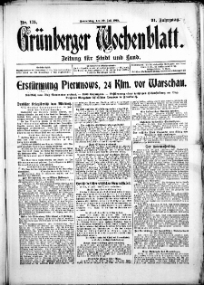 Grünberger Wochenblatt: Zeitung für Stadt und Land, No. 175. ( 29. Juli 1915 )