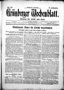 Grünberger Wochenblatt: Zeitung für Stadt und Land, No. 178. ( 1. Juli 1915 )