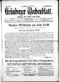 Grünberger Wochenblatt: Zeitung für Stadt und Land, No. 179. ( 3. August 1915 )