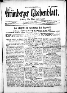 Grünberger Wochenblatt: Zeitung für Stadt und Land, No. 181. ( 5. August 1915 )