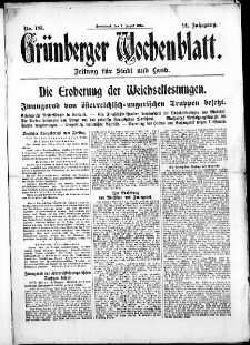 Grünberger Wochenblatt: Zeitung für Stadt und Land, No. 183. ( 7. August 1915 )